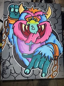 Shortiez Ink Graffiti 11 X 14 Canvas Board Painting My Pet Monster Toys Kids 90s - Picture 1 of 1