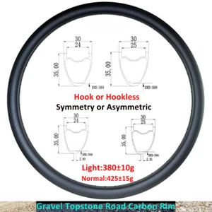 Ganchos de gancho de llanta de carbono Gravel Road Topstone Bike 700C 30*35 mm 24 28 32 agujeros - Imagen 1 de 11