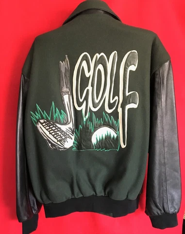 Jeff Hamilton jacket limited edition varsity Golf Leather SleeveXL one of a kind Cover