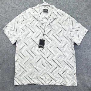 NEW Casa Moda Couture Shirt Men Large Black White Camp Baroque Button-Up - Picture 1 of 12