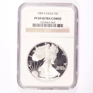 1990-S Silver American Eagle Proof Dollar NGC PF 69 Ultra Cameo - Picture 1 of 2