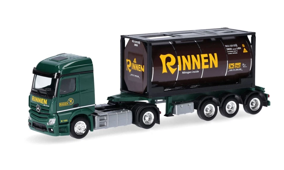 HERPA 316637 - Mercedes Actros 18 Streamspace 2.3 Tank Container "Rinnen" 1 87