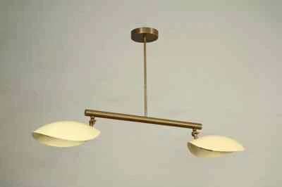 2 Light Curved Dining Handmade Pendant Mid Century Modern Raw Brass Sputnik - Image 1 of 4