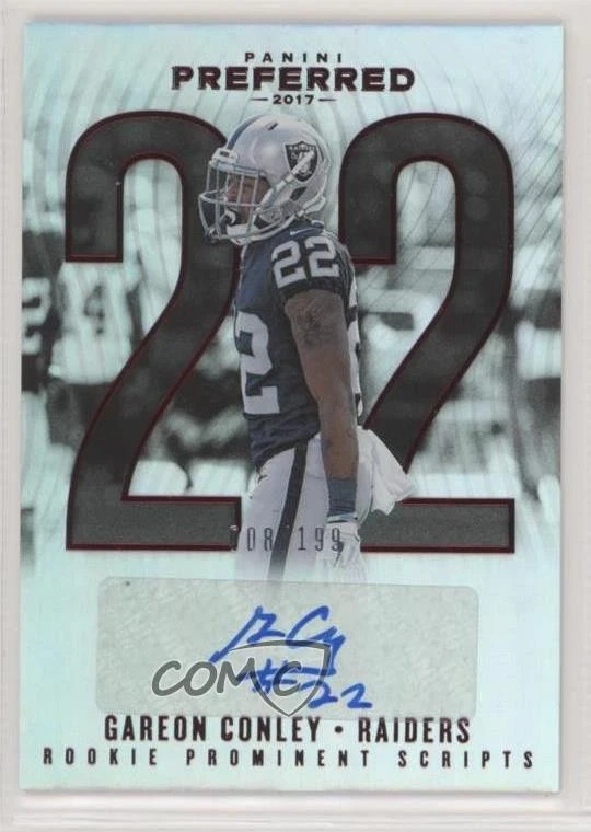 2017 Panini Preferred Prominent Scripts Red /199 Gareon Conley Rookie Auto RC - Image 1 of 2