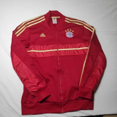 FC Bayern Munich Adidas M Red Gold Stripes Track Jacket Full Zip 2012 Rare - Image 1 of 4
