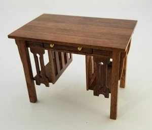 ESCRITORIO ESTILO ARTESANO MISIÓN NOGAL MINIATURA CASA DE MUÑECAS CON CAJÓN - Imagen 1 de 8
