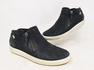 Ecco Damen Soft 7 Sneaker Mid Top Schwarz Leder Seitenreißverschluss Größe US 8 EU 39 - Bild 1 von 9