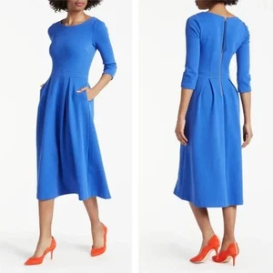 Boden Harley strukturiertes Jersey Fit & Flare Midikleid 6R Damen blau - Bild 1 von 6