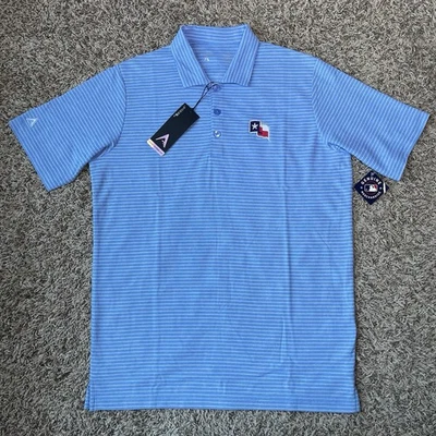 Texas Rangers Texas Flag Polo Golf Shirt Antigua Esteem Mens Medium Blue NEW - Image 1 of 4