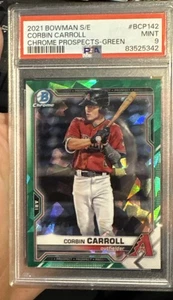 Bowman Chrome Corbin Carroll Prospect 2021 S/E verde novato/125 #BCP142 PSA 9 - Imagen 1 de 3