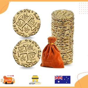 Metal Pirate Coins, Prefdo 35PCS X Large Gold Treasure Coin Set Spanish Doubloon - Picture 1 of 7