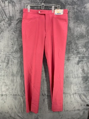 VTG Jaymar Sansabelt Mark Scot Collection Pink Dress Pants Golf 36 Raw Hem NWT - Image 1 of 4
