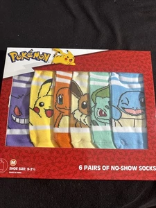 Pokémon Boys No-Show Socks Set Of 6 Size Medium 9-2.5 - Picture 1 of 2