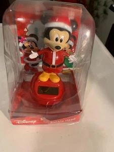 Disney Mickey with Santa Hat Solar Bobble Head Christmas NEW - Picture 1 of 1