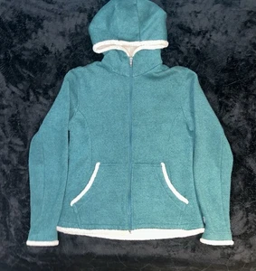 Kuhl Womens Size Medium Alfpaca Fleece Teel Green Lined Full Zip Hoodie Jacket - Picture 1 of 10