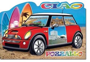 AK SIZILIEN GESTANZT GLITZER MINI MINOR BMW POZZALLO MEER STRAND - Bild 1 von 1