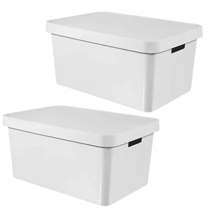2x 45L Scatola Portaoggetti con Coperchio Maniglie Curva Infinite Cesto Home Office - Foto 1 di 5
