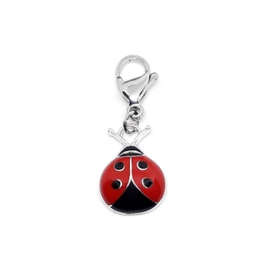 Ciondolo COCCINELLA rossa portafortuna Con Moschettone Clip per Bracciale Borsa - Foto 1 di 7