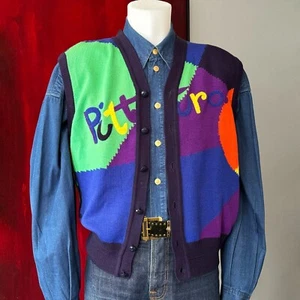 GIANNI VERSACE wool sweater vest Artista print size IT 48 from F/W 1991/92 - Picture 1 of 18