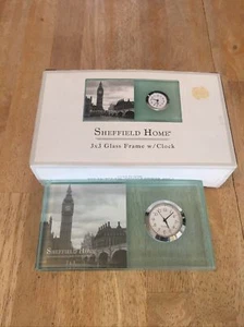 NEW Sheffield Home 3x3 Glass Frame with Clock - Picture 1 of 1