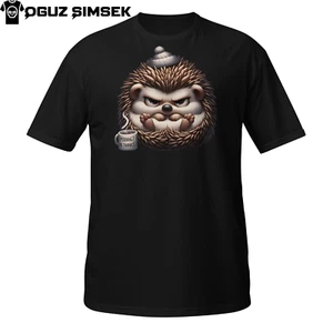 Grumpy Hedgehog Coffee Shirt | Funny Tired Animal Winter Mood Tee - Picture 1 of 33