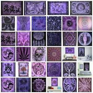 Purple Tapestry Wall Hanging decor Indian Mandala Hippie Cover Bohemian Gypsy