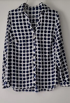 Camicia blusa donna Papaya Aztec poliestere con bottoni blu e bianca tg 10 - Immagine 1 di 4