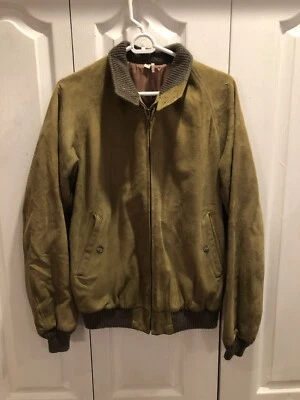 Vintage 1970s Men’s Suede Bomber Jacket Made In USA New York Minimalist Sz 40L - Image 1 of 4