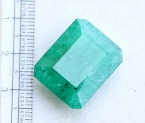 21.50 Ct Natural Octagon Cut Brazilian Green Emerald Loose Gemstone - Picture 1 of 4