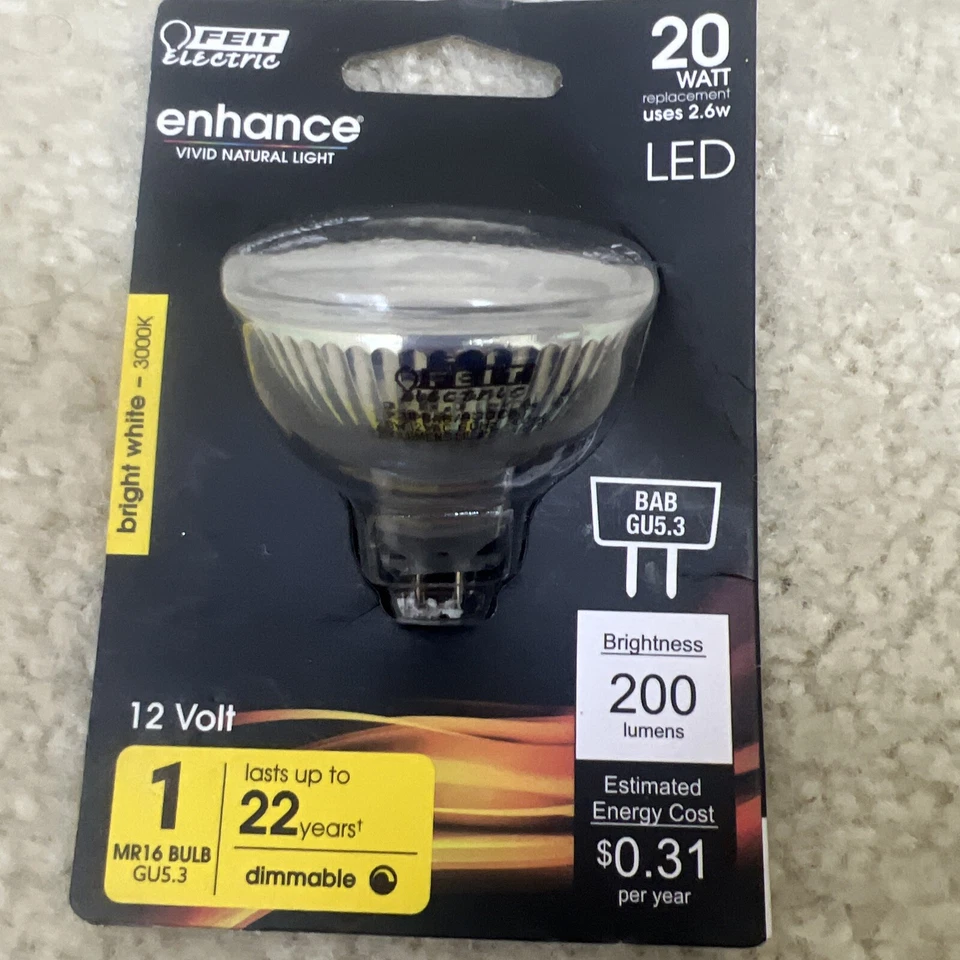 Feit Electric acre Enhance MR16 GU5.3 LED Bulb Bright White 20 Watt Equivalence  - Image 1 of 1