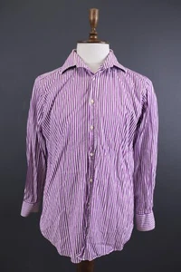 Etro Milano White & Purple Stripe Long Sleeve Button Down Shirt Size 41 - Picture 1 of 11