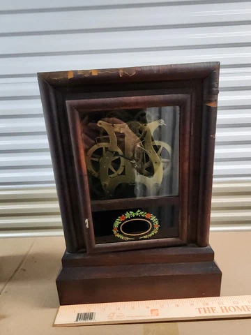 Terry And Andrews Bristol Conneticut wooden veneer mantel Clock skeleton Cover