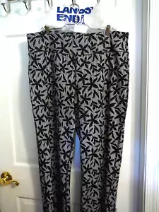 NIP Lands End Ladies Lge-Tall Active Yoga Pants-Black Stripe w/Black Floral Desi - Picture 1 of 10