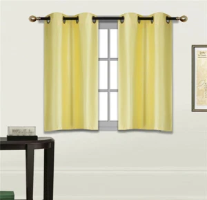 2PC HALF WINDOW LINED CURTAIN PANEL GEOMETRIC PRINTED 30" W X 36" L (each) - Picture 1 of 42