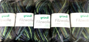 (kg/48€) Filzwolle color Gründl 5x50g Fb.22 grün-dunkelblau strickfilzen Puschen - Bild 1 von 3