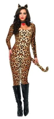 Sexy Cougar Adult Costume Leopard Print Cat Suit Cosplay Halloween  - Image 1 of 2