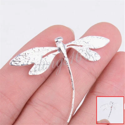 Colgante libélula grande 3D de plata de ley 925 sin deslustre + cadena de collar E476 Foto 1 de 2