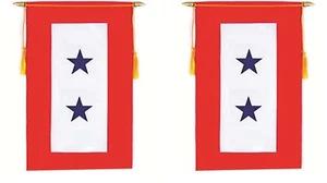 Two Blue Star Service Military Double Sided Flag 9"x14" Window Hanging Banner - Picture 1 of 2