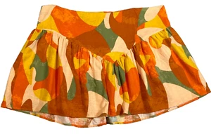 FE Noel Linen Blend Skirt Size 22 Orange Mixed Paint Print Pleated Back Zip NWT - Picture 1 of 12