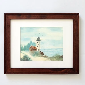 Painting Signed S. Duncan Seascape "Lighthouse" Original Art Framed 13" X 16" - Picture 1 of 16