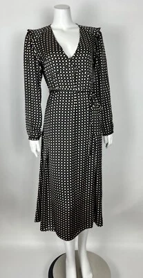 Vestido para mujer JOIE Kailey MIDI NUEVO CON ETIQUETAS $348 bolsillos con cinturón PLUS 0X negro/crema Foto 1 de 4