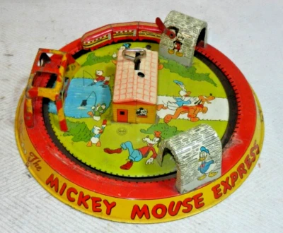 Litografía de hojalata Marx vintage años 50 cuerda Mickey Mouse Express funcionando (ver video) Foto 1 de 4