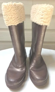 UGG Millcreek Wellies Sheepskin Lined Rain Mud Boots Women Size US 7 EU 38 Brown - Picture 1 of 11
