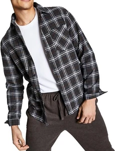 And Now This Mens Flannel Plaid Button-Down Shirt Grey Small S/Medium M - Picture 1 of 1