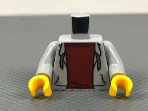 LEGO Minifigure Torso Felpa con Cappuccio Grigio Cordini Rosso Scuro Camicia Gialla - Foto 1 di 8