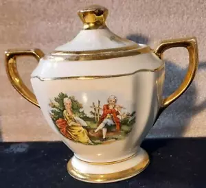 Zuccheriera vintage George & Martha Washington scena corteggiamento con coperchio COSÌ COM'È! - Foto 1 di 10
