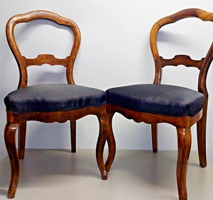 2 Sillas Louis Philippe Madera Caoba Restaurada Fundas Complementadas 89 cm aprox 1850-70 - Imagen 1 de 21