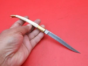 Cuchillo Forja De Laguiole Hoja Damasco Hecho a Medida Mangos de Hueso con Funda C071 - Imagen 1 de 9