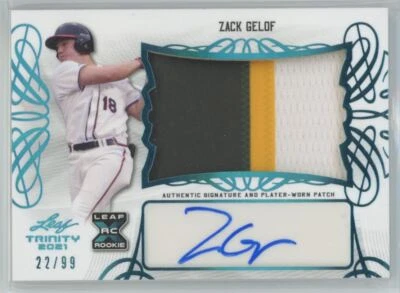 2021 Leaf trinity 22/99 Zack gelof Rookie Auto Oakland Athletics #PA-ZG1 - Image 1 of 2