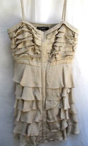 NINE WEST..LIGHT BROWN..SPAGHETTI STRAP..TIERED RUFFLED..MINI..DRESS..NEW..sz 14 - Picture 1 of 5